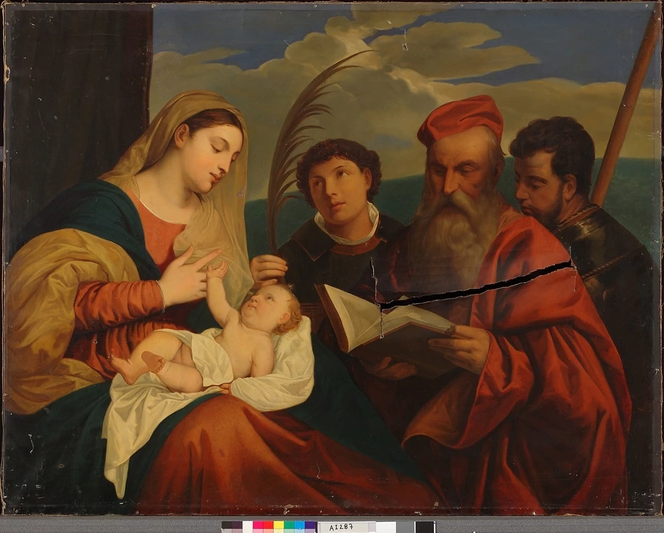 Maria col Bambino, Santo Stefano, San Girolamo e San Maurizio, copia da Tiziano - Finnish National Gallery)